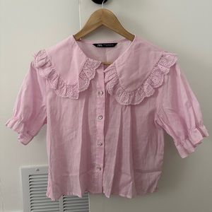 Zara Cropped Blouse in Pink